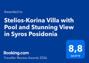 Booking.com Award to Stelios Korina Villa Syros